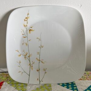 Corelle Kobe Dinner Plate Square 10.5” Yellow Floral Forsythia Pattern